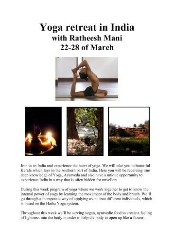Yoga retreat in India with Ratheesh Mani 22-28 of March - Yogalaya