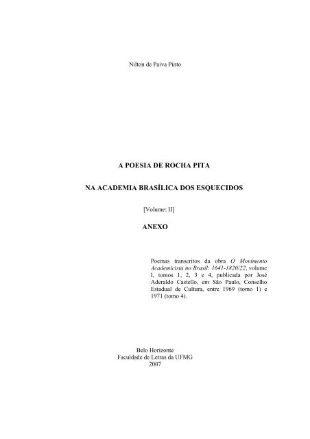 a poesia de rocha pita na academia brasílica dos esquecidos anexo