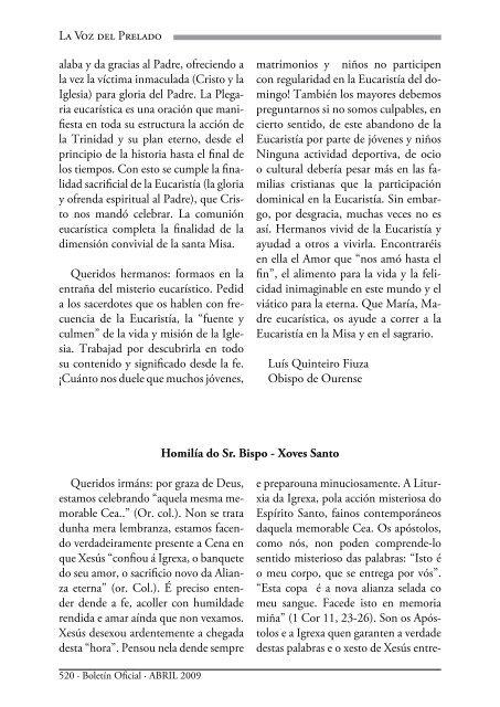 Boletín Oficial del Obispado de Ourense - Abril 2009 - Diocese de ...