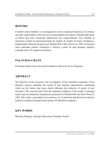 resumo palavras-chave abstract key words - GV Pesquisa