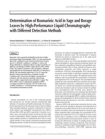 Determination of Rosmarinic Acid in Sage and Borage Leaves by ...