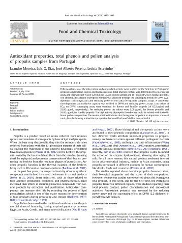 Antioxidant properties, total phenols and pollen analysis of propolis ...