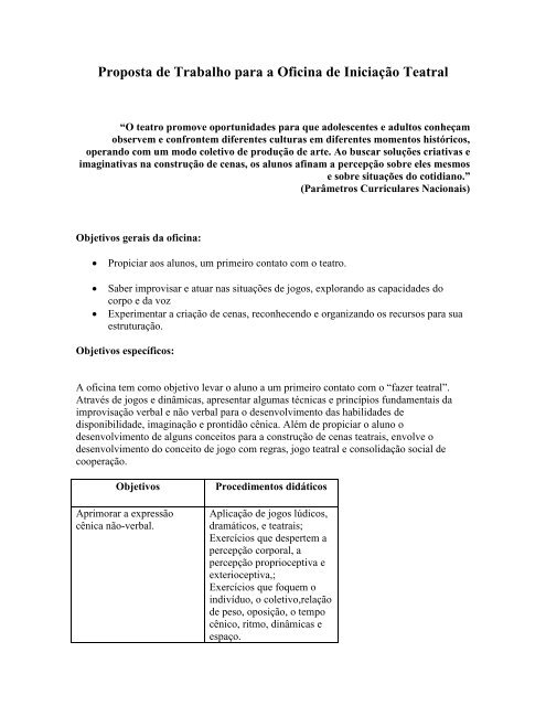 Jogos Teatrais - Exercícios 