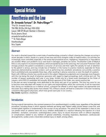 Special Article Anesthesia and the Law - Anestesia en México