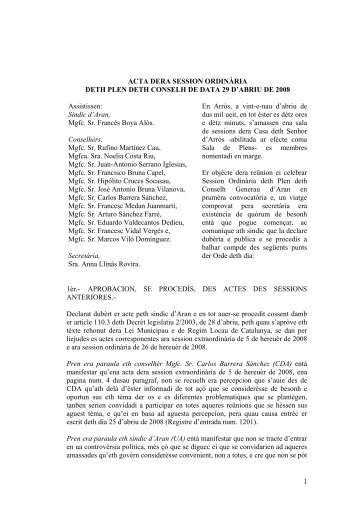 ACTA DERA SESSION ORDINÀRIA - Conselh Generau d'Aran