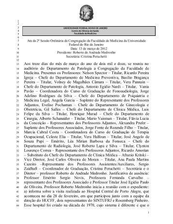 Ata da reunião 13/03/2012 - Faculdade de Medicina - UFRJ