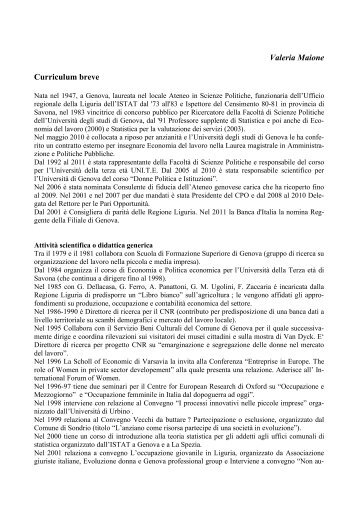 Valeria Maione Curriculum breve - Scienze Politiche - Università ...