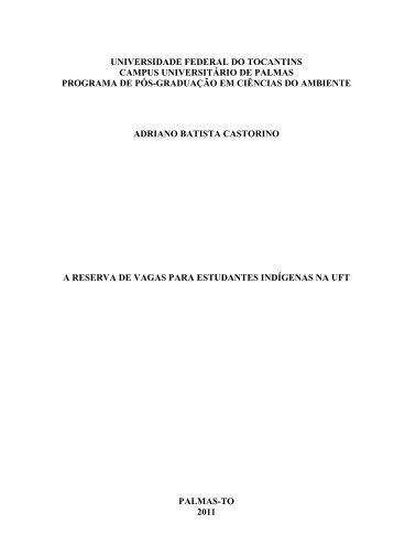 A Reserva de vagas para estudantes Indígenas na UFT