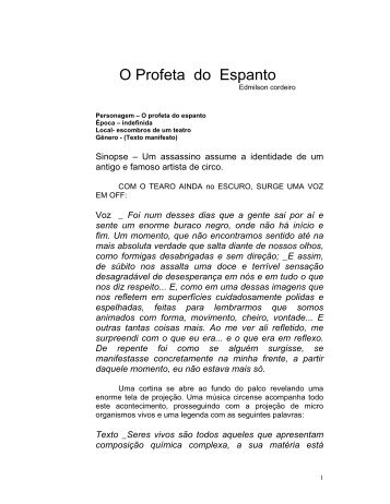 O Profeta do Espanto - Edmilson cordeiro - Cia. Atelie das Artes