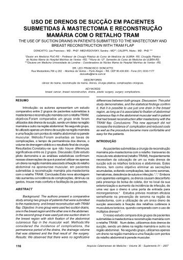 uso de drenos de sucção em pacientes submetidas à mastectomia e ...