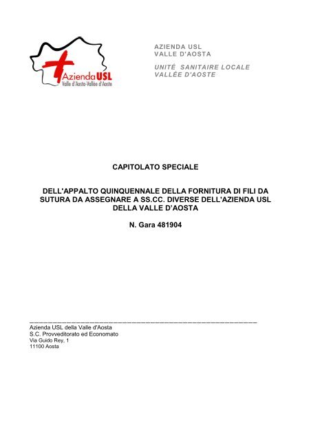 Disciplinare di gara - Azienda USL Valle d'Aosta