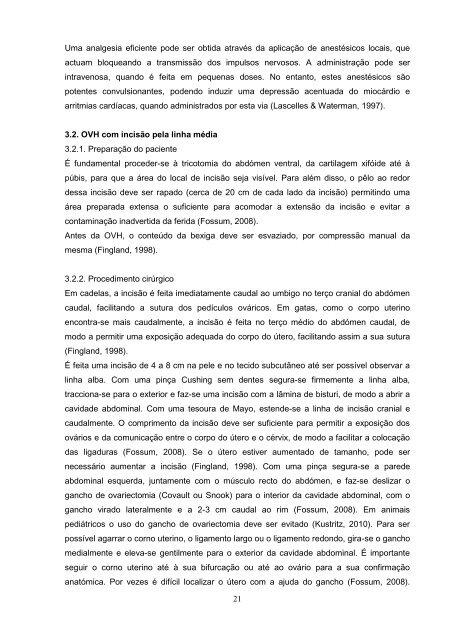 Estudo comparativo da ovariohisterectomia felina com incisao no ...