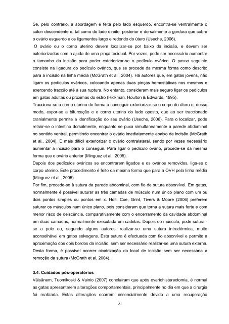 Estudo comparativo da ovariohisterectomia felina com incisao no ...