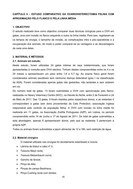 Estudo comparativo da ovariohisterectomia felina com incisao no ...