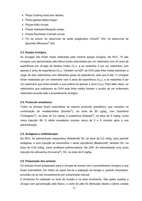 Estudo comparativo da ovariohisterectomia felina com incisao no ...