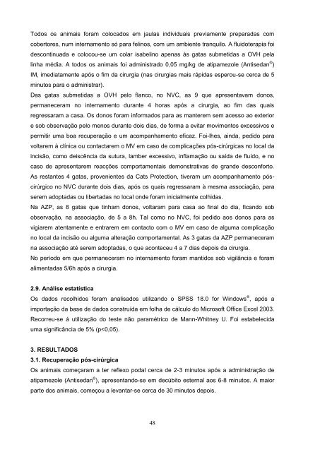 Estudo comparativo da ovariohisterectomia felina com incisao no ...