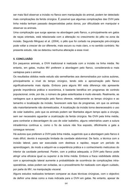 Estudo comparativo da ovariohisterectomia felina com incisao no ...