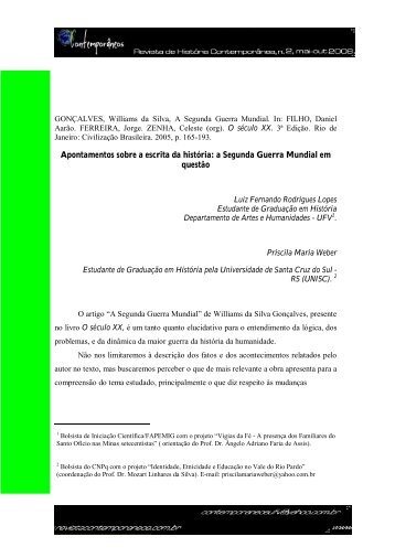 Apontamentos sobre a escrita da história: a Segunda Guerra ...