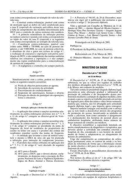 Decreto-Lei n.º 92/2001