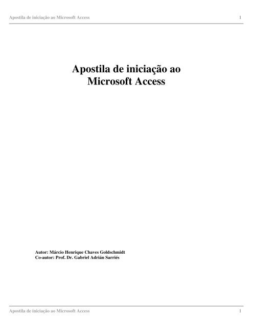 Apostila de Iniciação ao Microsoft Access - Márcio Henrique Chaves ...