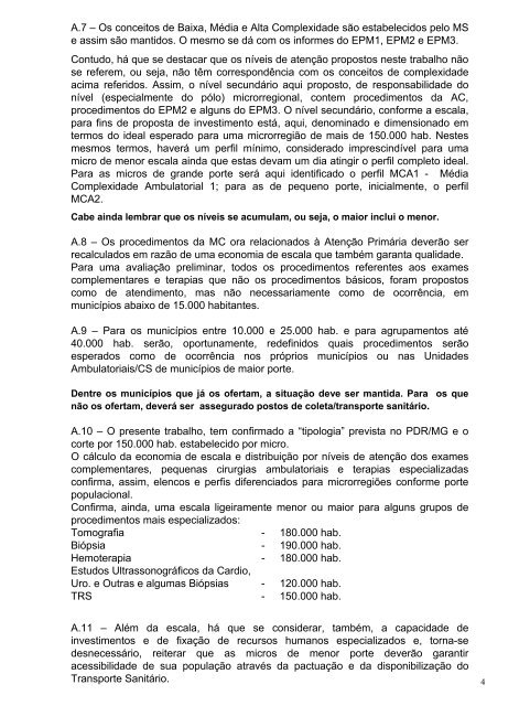 Tabela dos Procedimentos Ambulatoriais do SUS/MG por Nível de ...