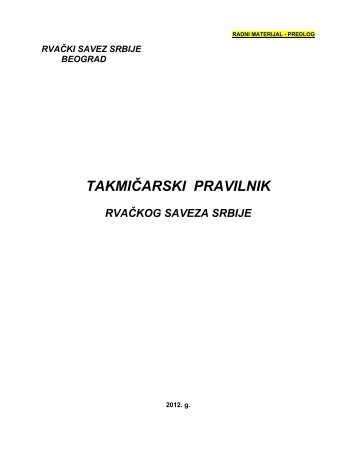 Takmičarski pravilnik RSS - Rvački savez Srbije