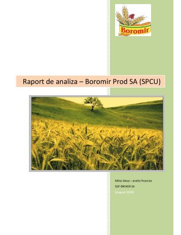 Raport de analiza – Boromir Prod SA (SPCU) - tranzactiibursiere.ro