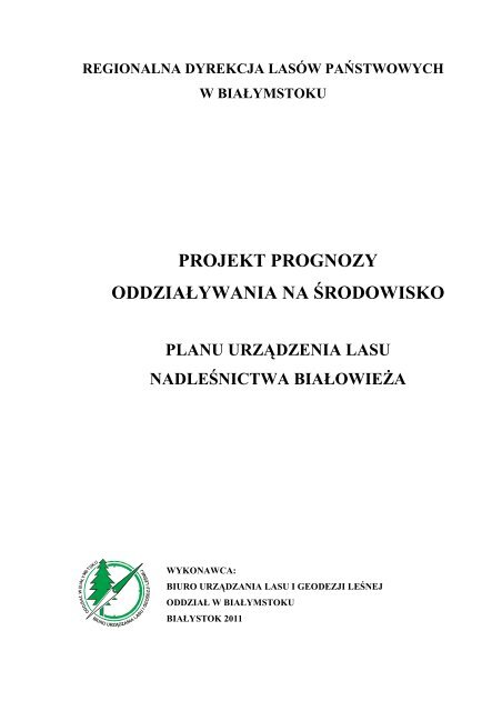 projekt prognozy oddziaływania na środowisko - Państwowe ...