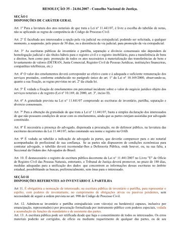 RESOLUÇÃO 35 - 8º Ofício de Notas de Belo Horizonte