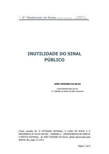 INUTILIDADE DO SINAL PÚBLICO - 6 Tabelionato de Notas