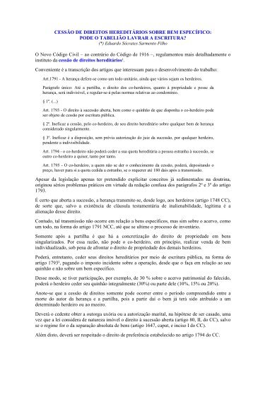 Cessão de Direitos Hereditários - Institutoalbergaria.com.br