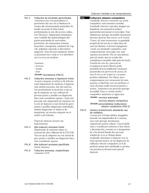 LISTA TABELARĂ A BOLILOR ICD-10-AM - DRG