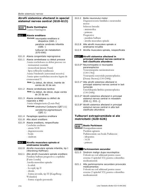 LISTA TABELARĂ A BOLILOR ICD-10-AM - DRG