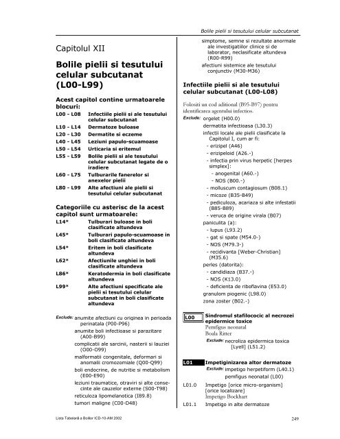 LISTA TABELARĂ A BOLILOR ICD-10-AM - DRG