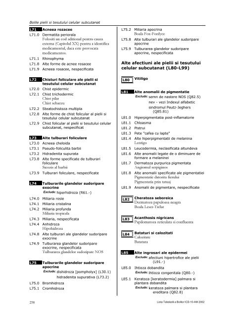 LISTA TABELARĂ A BOLILOR ICD-10-AM - DRG