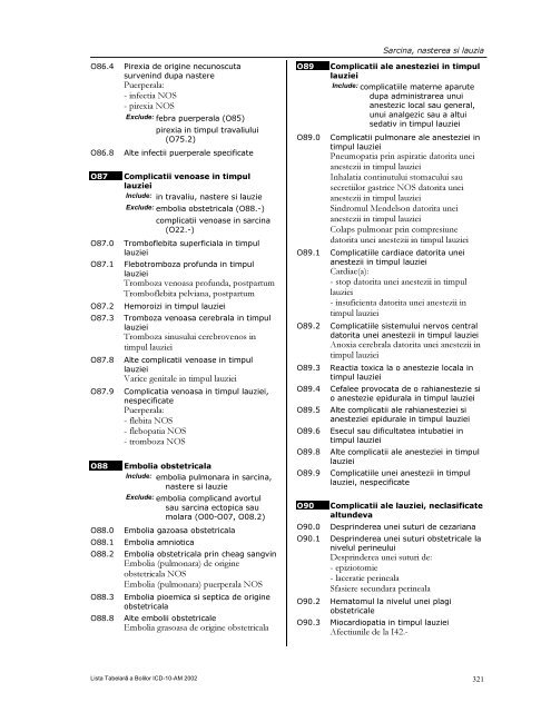 LISTA TABELARĂ A BOLILOR ICD-10-AM - DRG