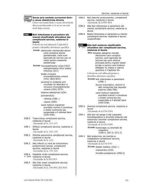 LISTA TABELARĂ A BOLILOR ICD-10-AM - DRG