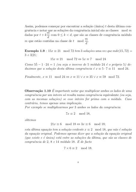 1 Congruęncias e aritmética modular Consideremos primeiro o ...