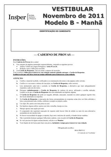 — CADERNO DE PROVAS — - CPV