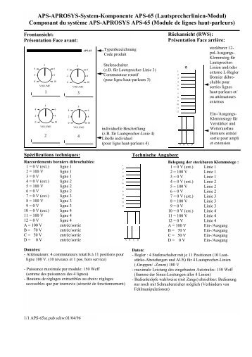 APS-APROSYS-System-Komponente APS-65 ... - g+m elektronik ag