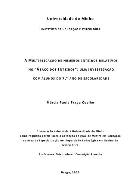 A multiplicação de números inteiros relativos no" Ábaco dos inteiros ...