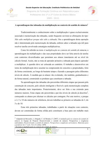 5 Texto Tabuadas-09-10 - Instituto Politécnico de Setúbal