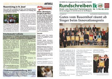 Rundschreiben 2013-01 - Gutes vom Bauernhof