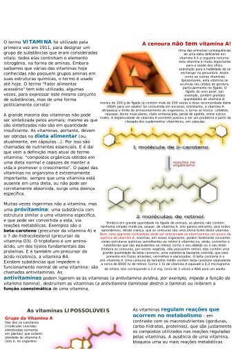 A cenoura não tem vitamina A! As vitaminas LIPOSSOLÚVEIS ser ...