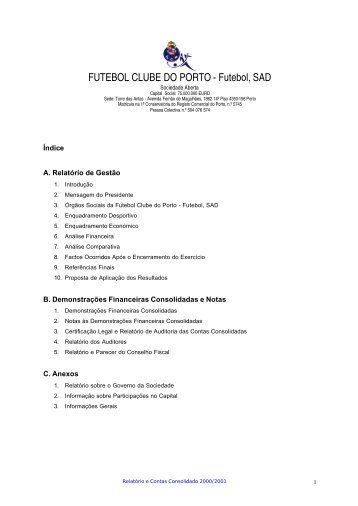 Relatório e Contas Consolidado 2000/2001 - FC Porto