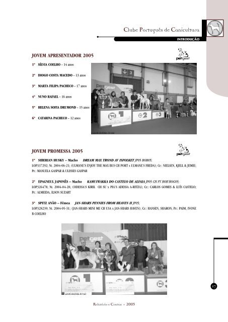 Relatório e Contas 2005 - Clube Português de Canicultura