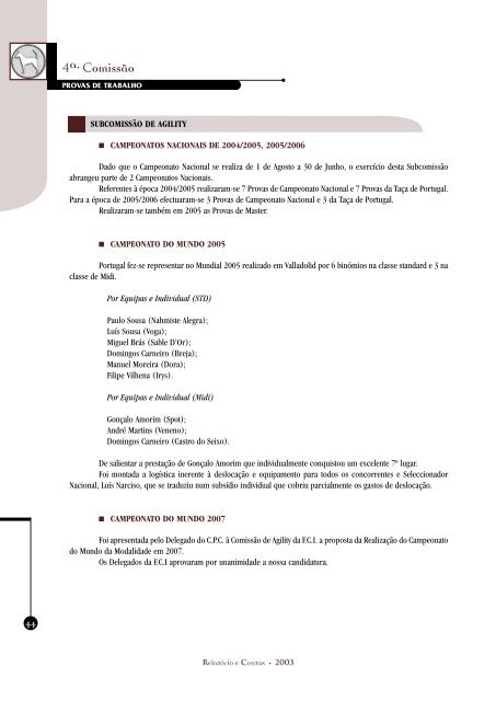 Relatório e Contas 2005 - Clube Português de Canicultura