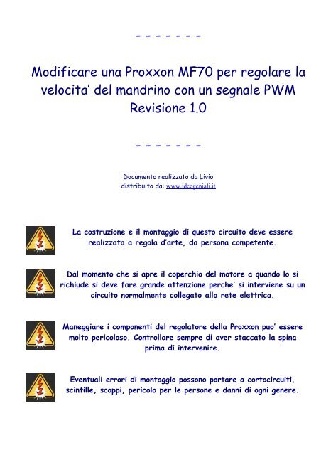 Modificare Una Proxxon Mf70 Per Regolare La Velocita Del