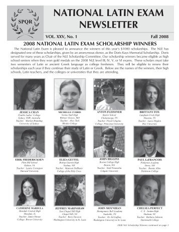 National latin exam newsletter spqr - The National Latin Exam