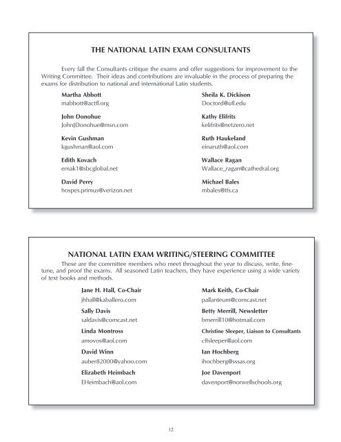 2008 NLE Newsletter - The National Latin Exam
